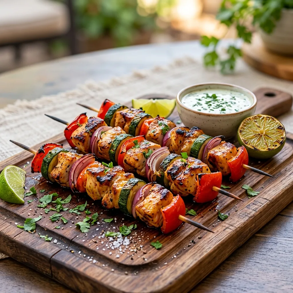Brochetas de Pollo y Verduras a la Plancha