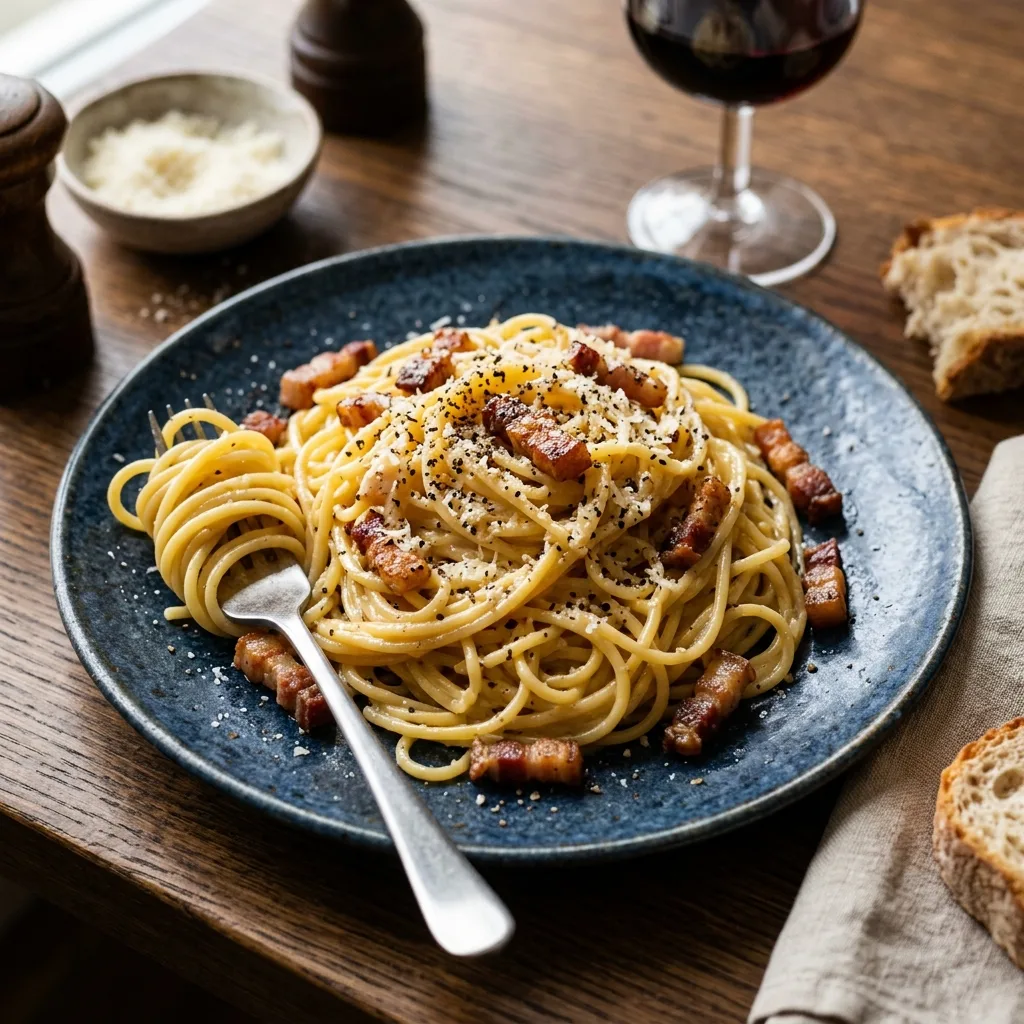 Pasta Carbonara Italiana Auténtica
