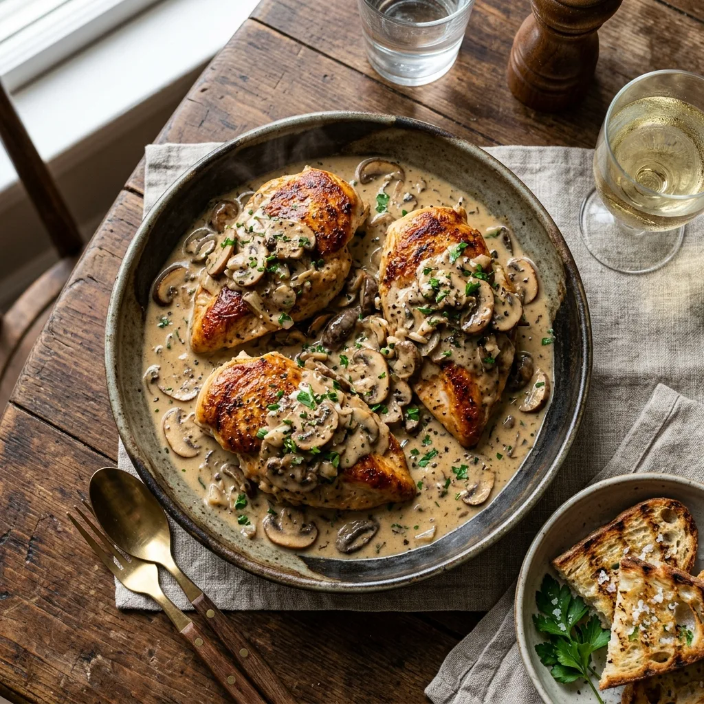 Pechugas de Pollo en Salsa de Champiñones