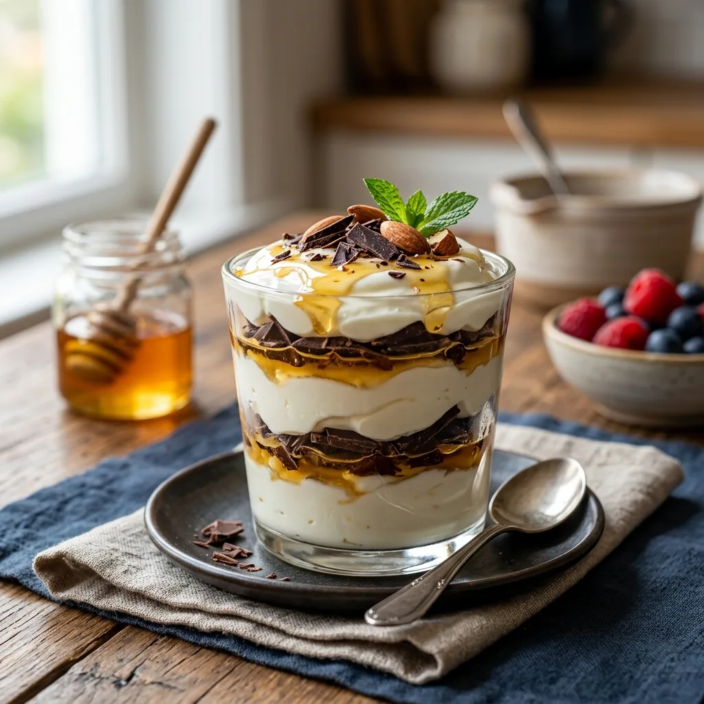 Vasitos de Yogur, Miel y Chocolate